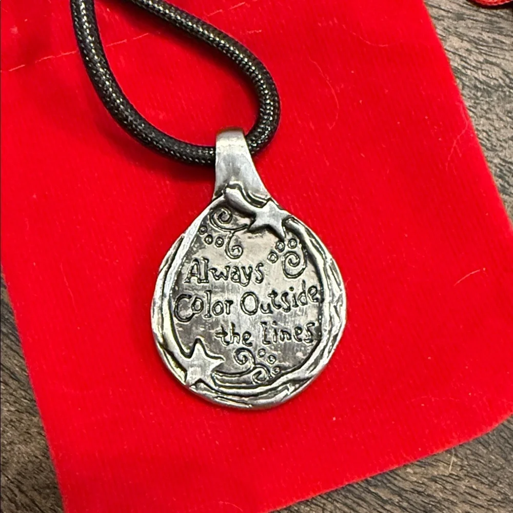 Silver Pendant Necklace with Inspirational Quote - Picture 2 of 5